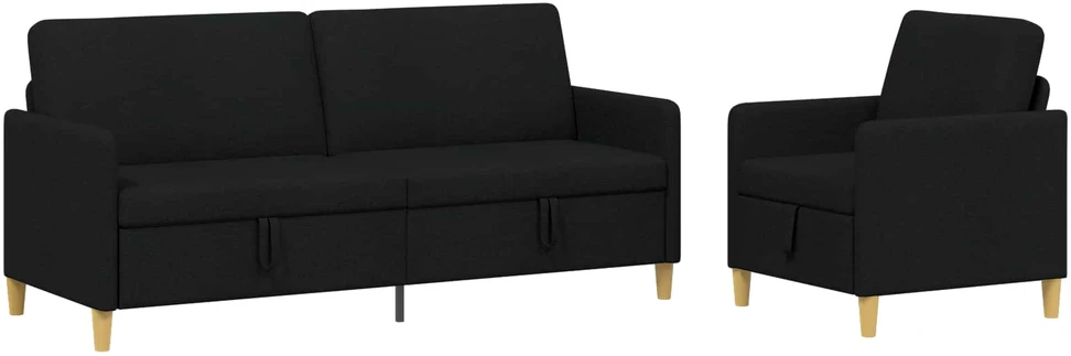 Sofa Sofos komplektas su saugojimu 2 vnt. Juoda Poliesteris