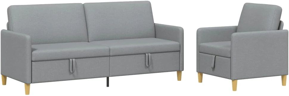 Sofa Sofos komplektas su saugojimu 2 vnt. Šviesiai pilka Poliesteris