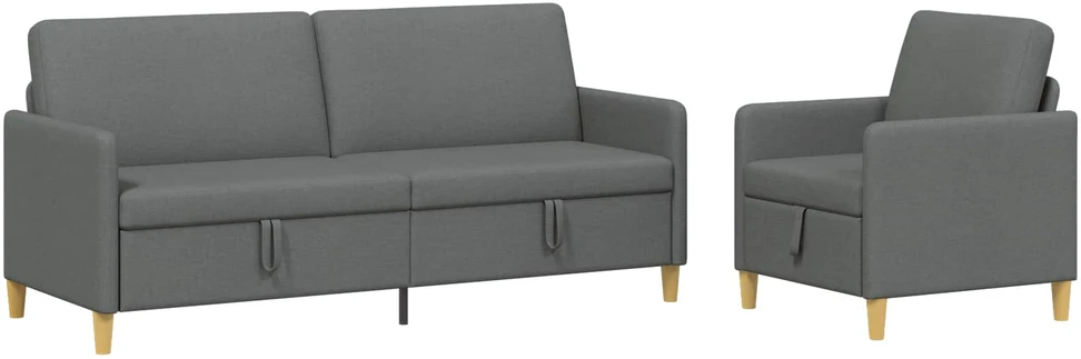 Sofa Sofos komplektas su saugojimu 2 vnt. Tamsiai pilka Poliesteris