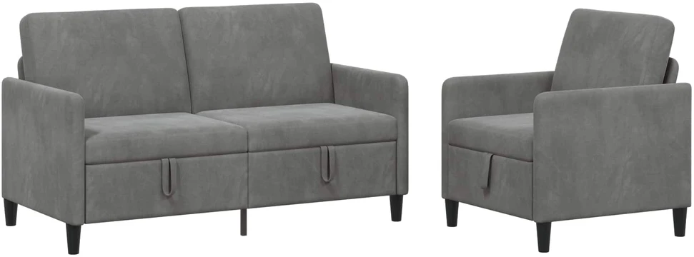 Sofa Sofos komplektas su saugojimu 2 vnt. Tamsiai pilka Poliesteris