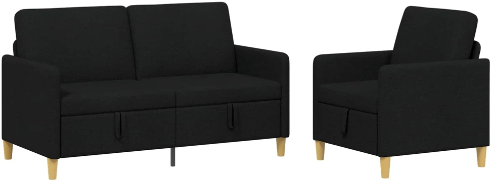 Sofa Sofos komplektas su saugojimu 2 vnt. Juoda Poliesteris