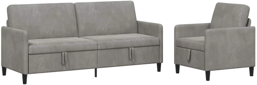Sofa Sofos komplektas su saugojimu 2 vnt. Šviesiai pilka Poliesteris