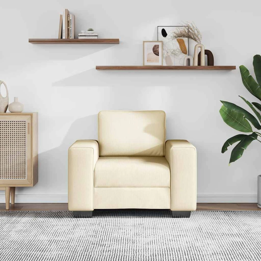 Sofa Sofos krėslas, kreminės spalvos, 100x77x82 cm, velvetas, audinys