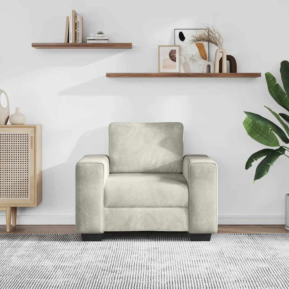 Sofa Sofos krėslas, kreminės spalvos, 100x77x82 cm, aksomas