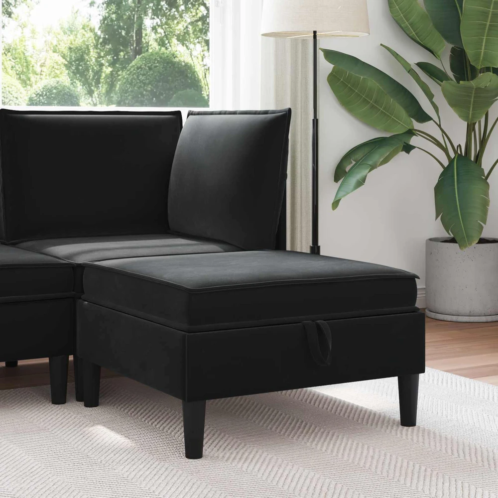 Sofa Sofos pufas su saugojimo funkcija Juoda Aksomas