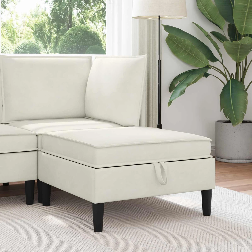Sofa Sofos pufas su saugojimo funkcija Kreminė Aksomas
