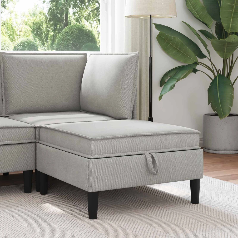 Sofa Sofos pufas su saugojimo funkcija Šviesiai pilka Aksomas