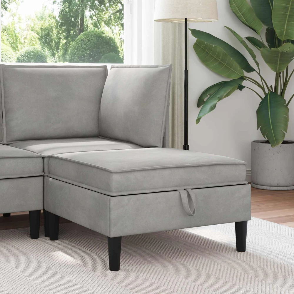 Sofa Sofos pufas su saugojimo funkcija Šviesiai pilka Aksomas
