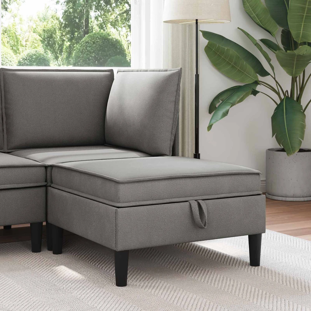 Sofa Sofos pufas su saugojimo funkcija Tamsiai pilka Aksomas