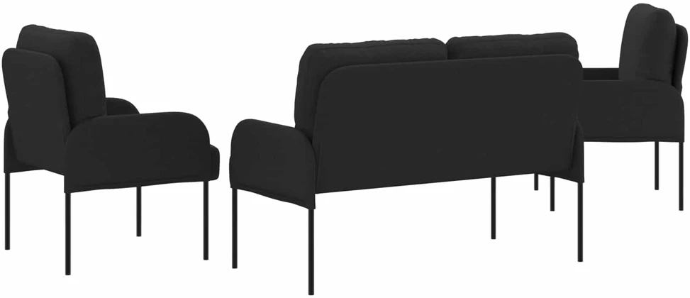 Sofa Sofų komplektai 3 vnt. Juoda fanera