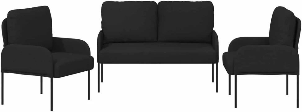 Sofa Sofų komplektai 3 vnt. Juoda fanera