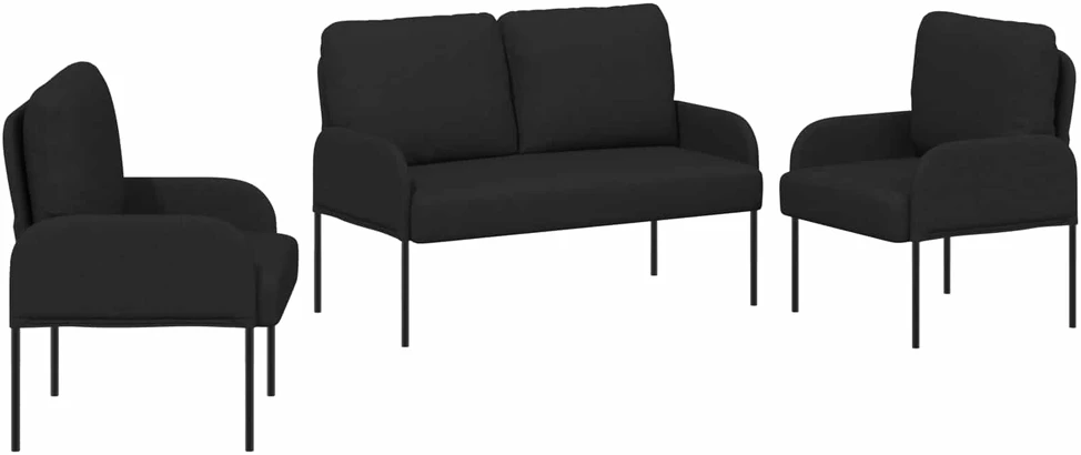 Sofa Sofų komplektai 3 vnt. Juoda fanera