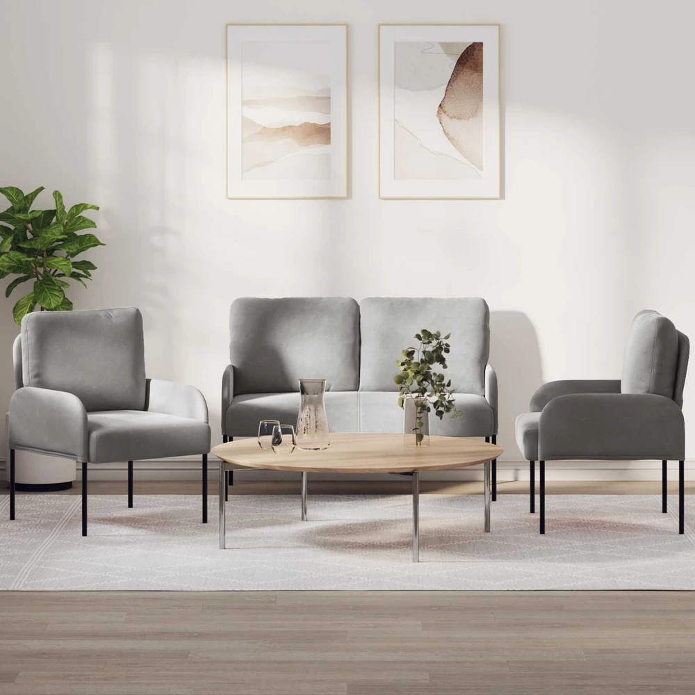 Sofa Sofų komplektai 3 vnt. Šviesiai pilka fanera