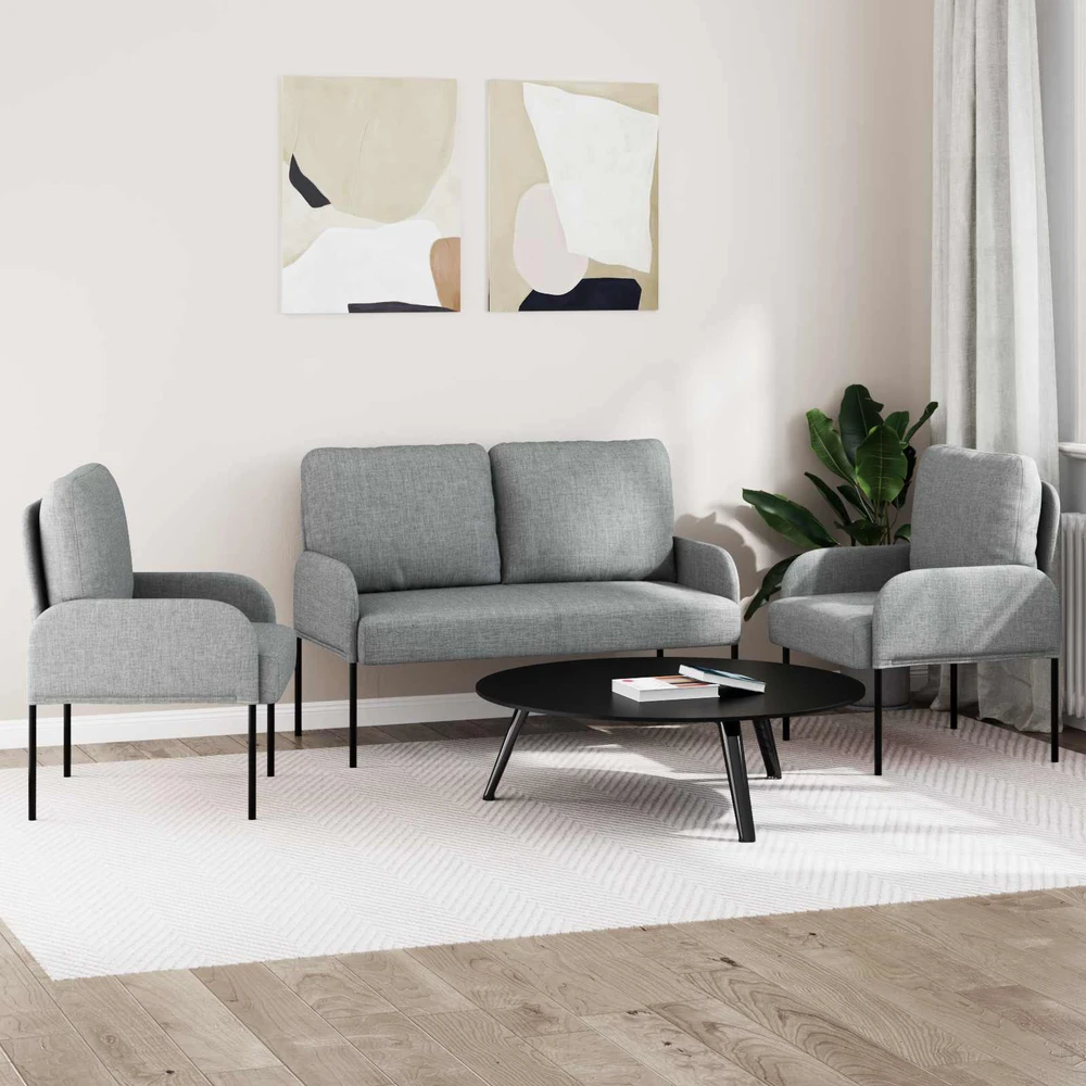 Sofa Sofų komplektai 3 vnt. Šviesiai pilka fanera