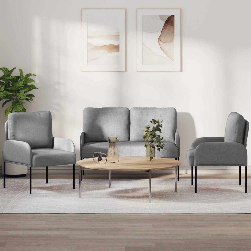 Sofa Sofų komplektai 3 vnt. Šviesiai pilka fanera