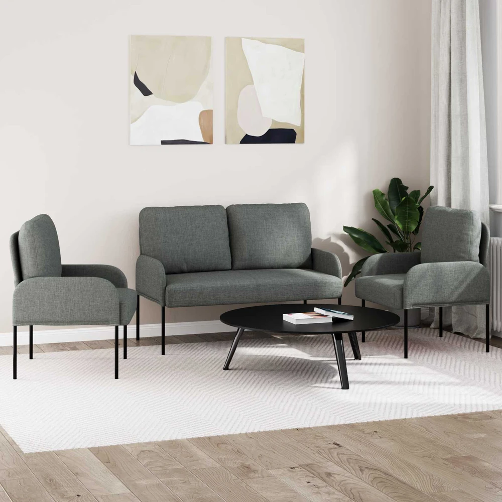 Sofa Sofų komplektai 3 vnt. Tamsiai pilka fanera