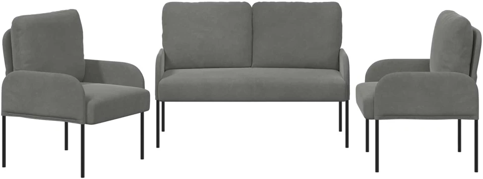 Sofa Sofų komplektai 3 vnt. Tamsiai pilka fanera