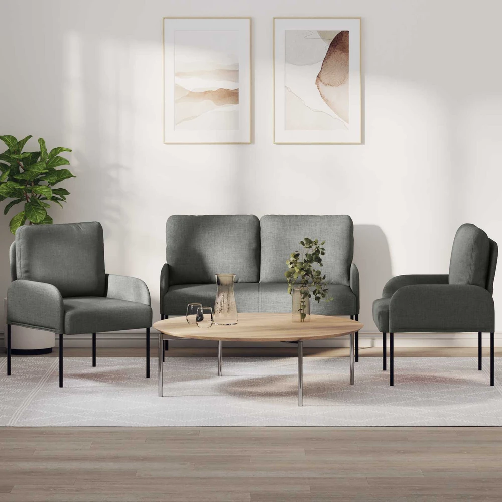 Sofa Sofų komplektai 3 vnt. Tamsiai pilka fanera
