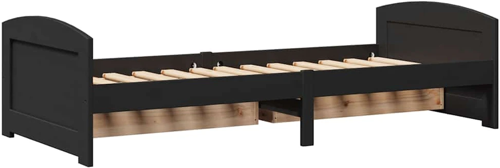 Lova su 2 stalčiais be čiužinio IRUN, juoda, 90x200cm