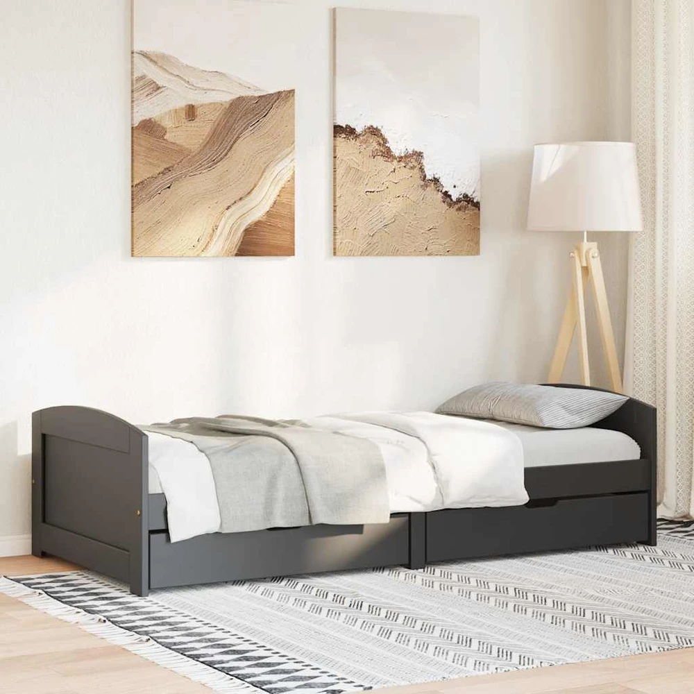 Lova su 2 stalčiais be čiužinio IRUN, juoda, 90x200cm