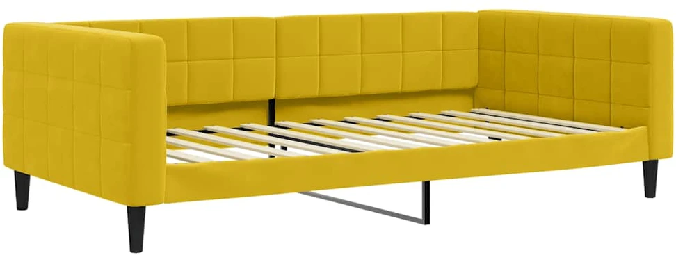 Lova su čiužiniu, geltonos spalvos, 100x200cm, aksomas