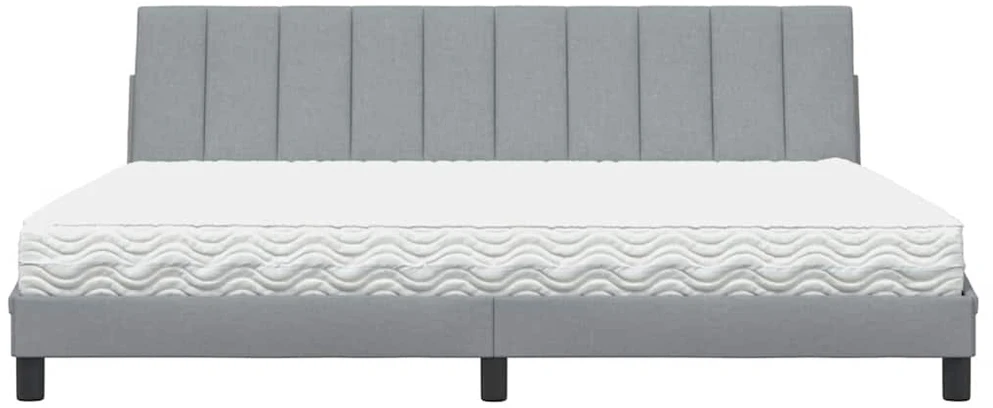 Lova su čiužiniu, Hanko, šviesiai pilkos spalvos, 200x200cm, audinys