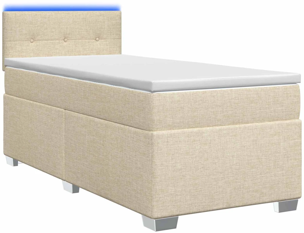Lova su čiužiniu ir LED apšvietimu Kreminė 90 x 200 cm Audinys