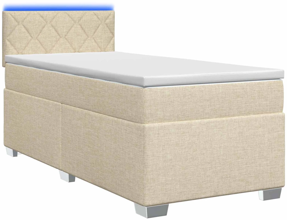 Lova su čiužiniu ir LED apšvietimu Kreminė 80 x 200 cm Audinys