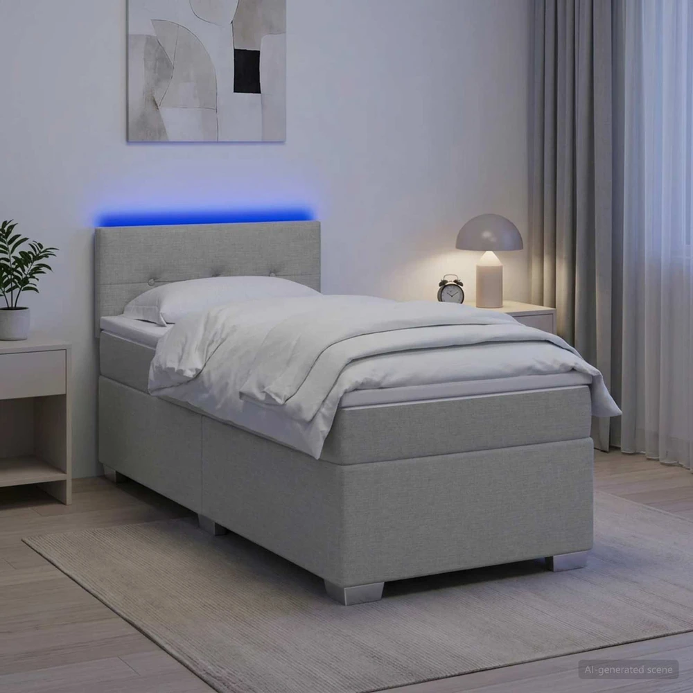 Lova su čiužiniu ir LED apšvietimu Šviesiai pilka 80 x 200 cm