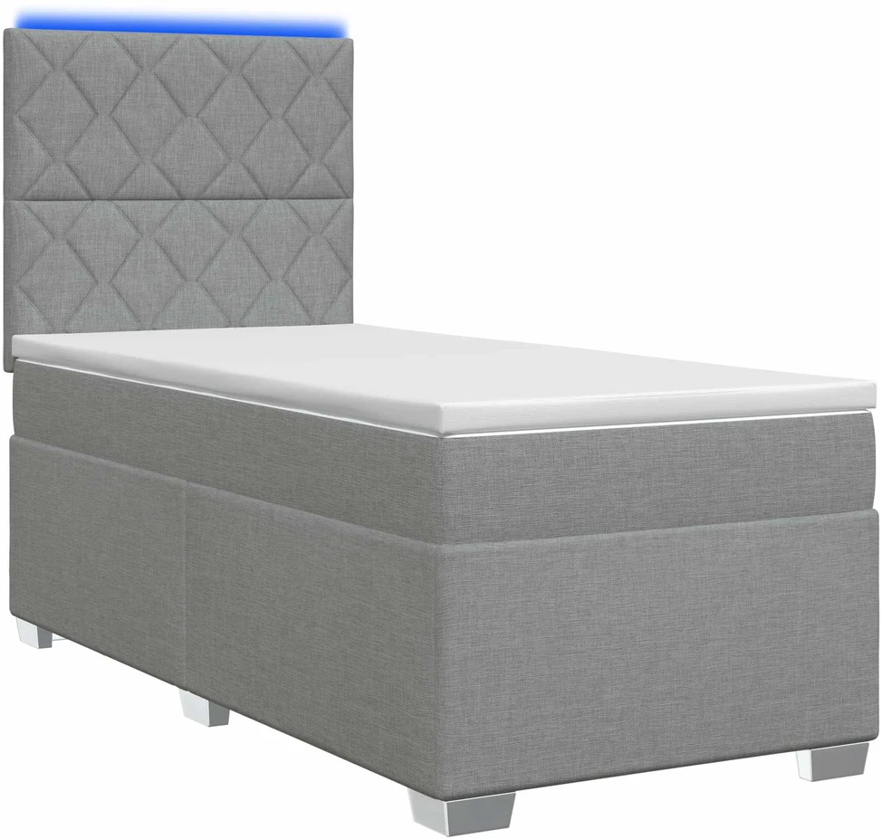 Lova su čiužiniu ir LED apšvietimu Šviesiai pilka 90 x 190 cm