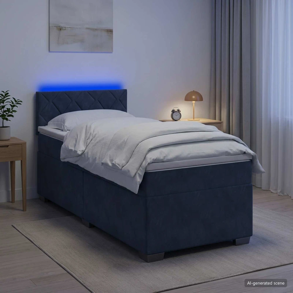 Lova su čiužiniu ir LED apšvietimu Tamsiai pilka 90 x 200 cm