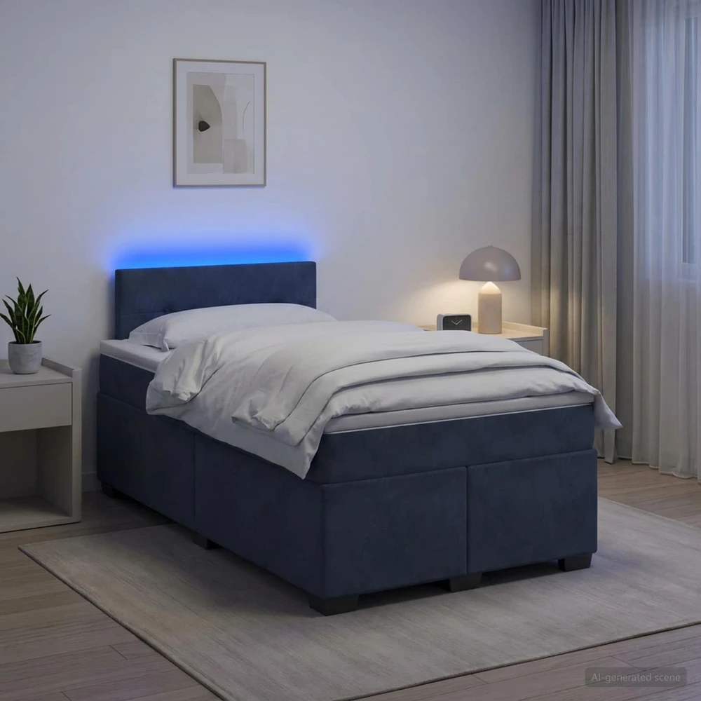 Lova su čiužiniu ir LED apšvietimu Tamsiai pilka 120 x 190 cm