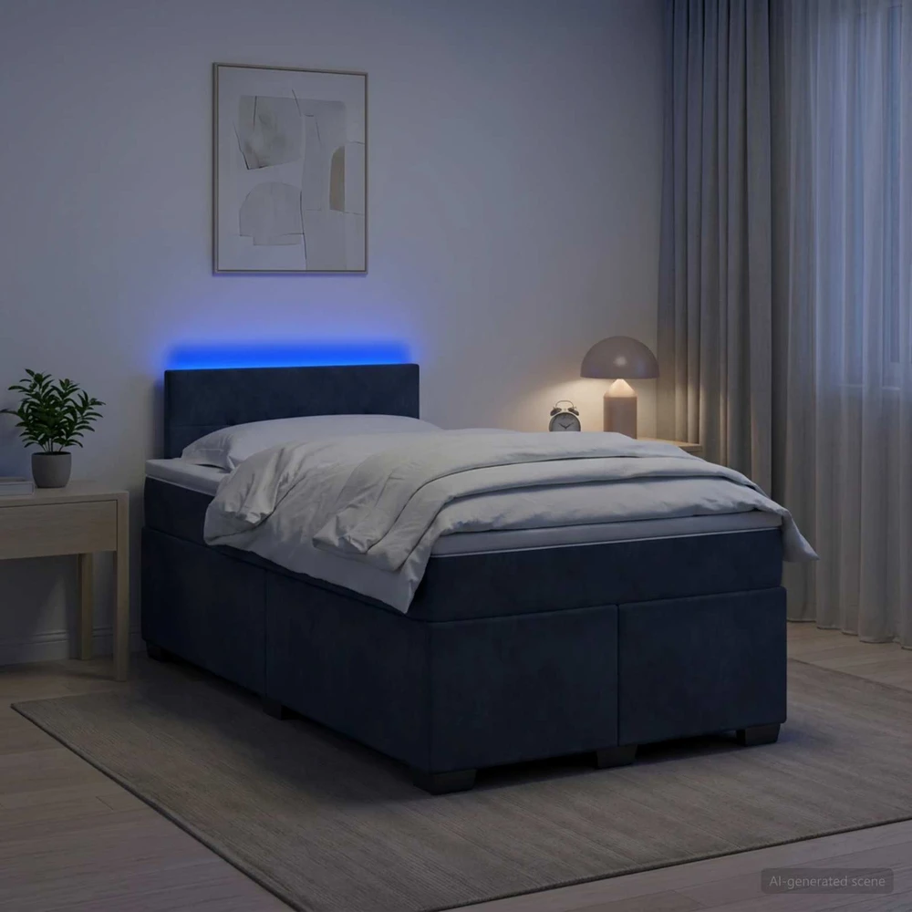 Lova su čiužiniu ir LED apšvietimu Tamsiai pilka 120 x 190 cm