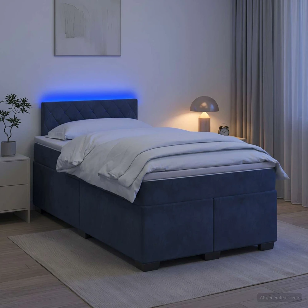 Lova su čiužiniu ir LED apšvietimu Tamsiai pilka 120 x 200 cm