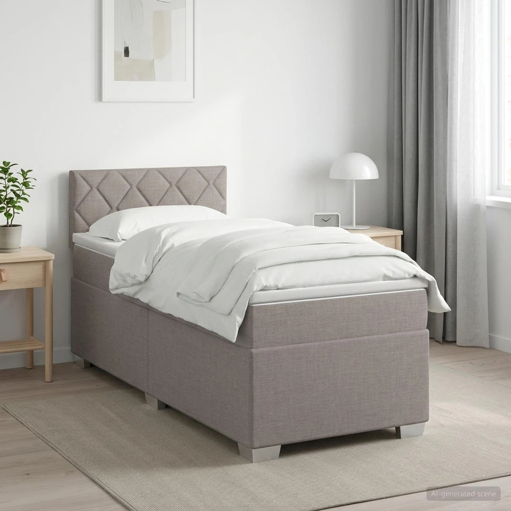 Lova su čiužiniu ir LED apšvietimu Taupe 90 x 200 cm Audinys