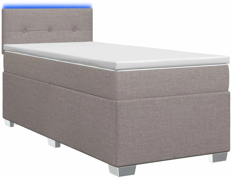 Lova su čiužiniu ir LED apšvietimu Taupe 90 x 200 cm Audinys