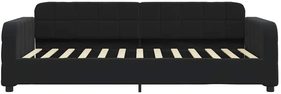 Lova su čiužiniu, juodos spalvos, 80x200cm, aksomas