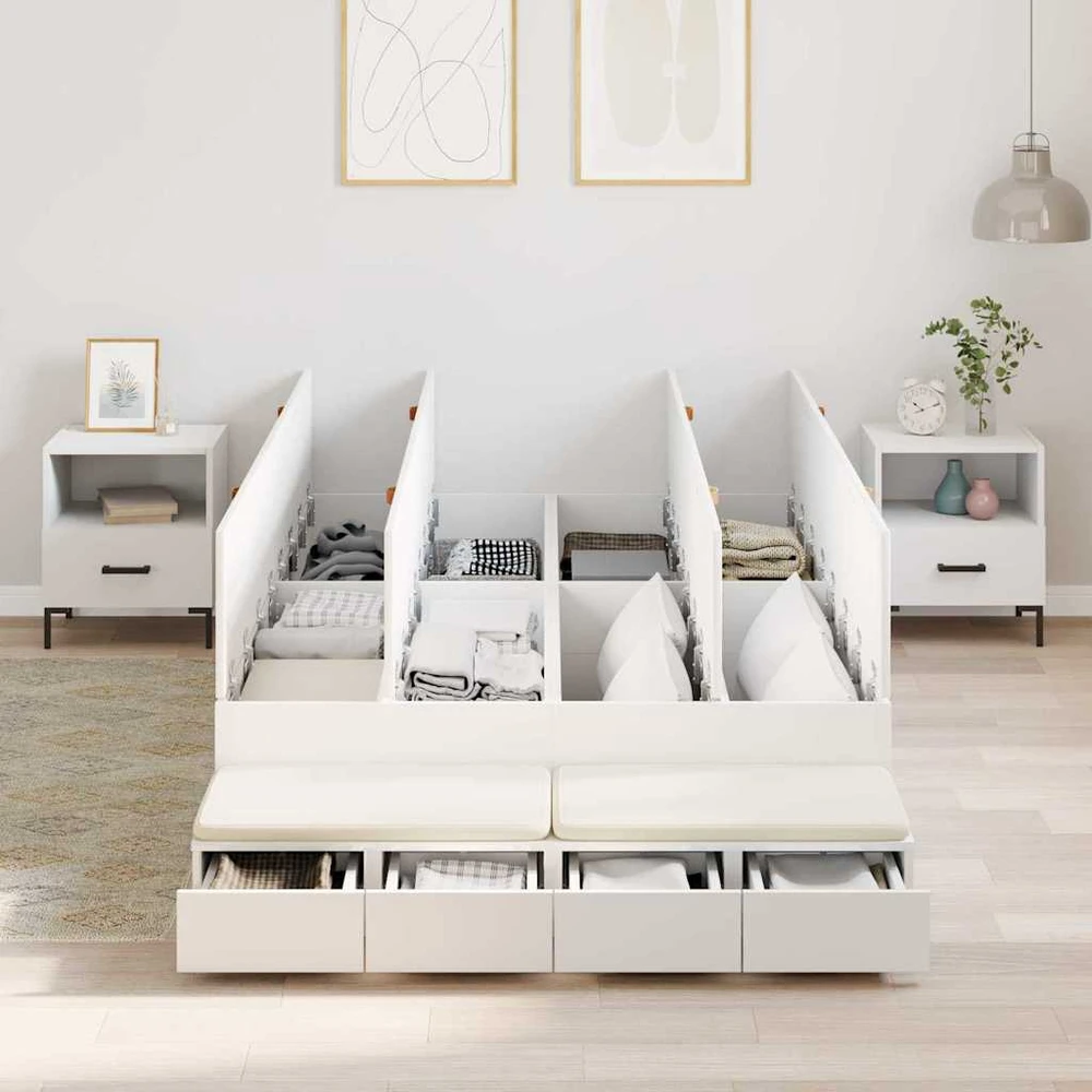 Lova su daiktų laikymo vieta Balta 120 cm Apdirbta mediena