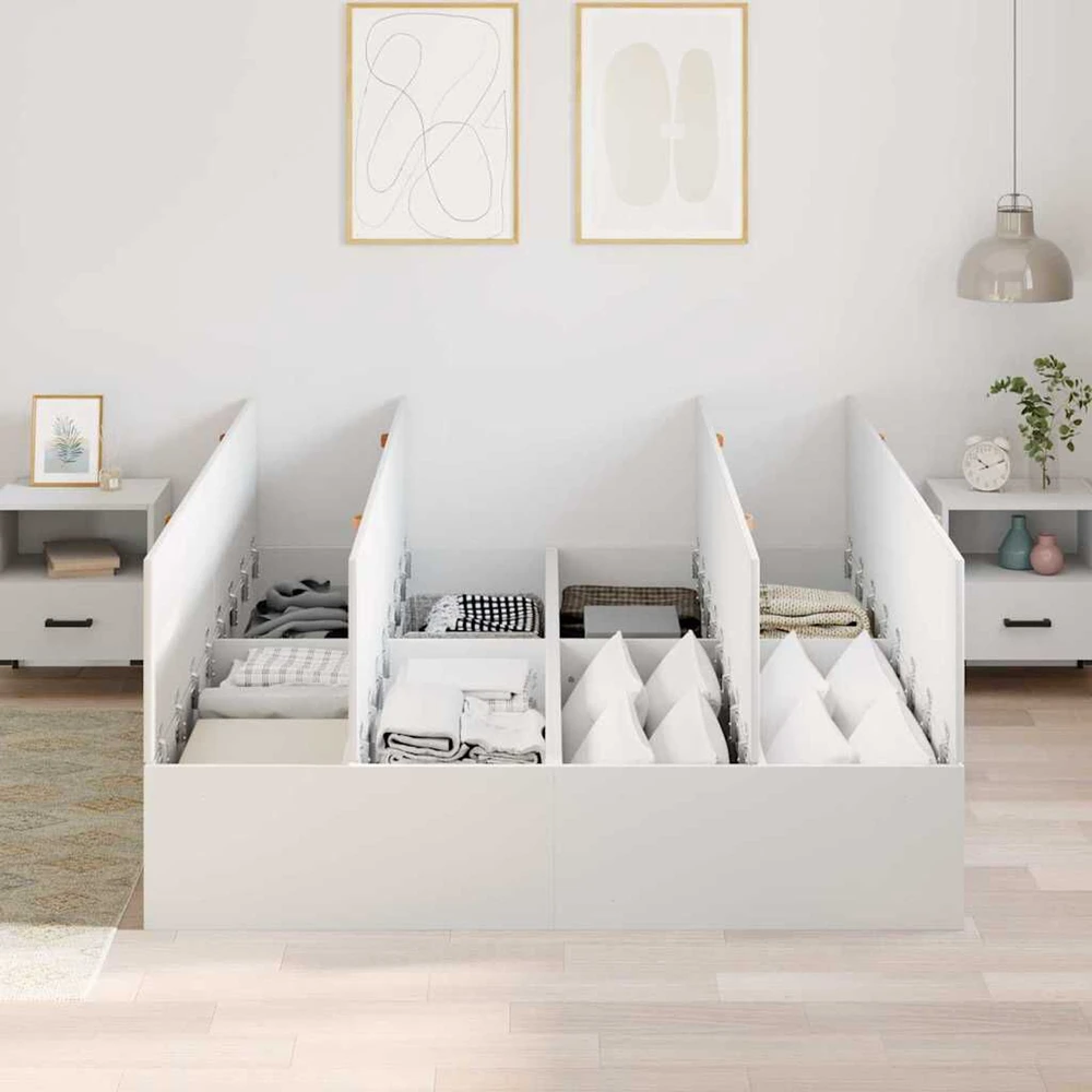 Lova su daiktų laikymo vieta su saugykla Balta 150 x 200 cm