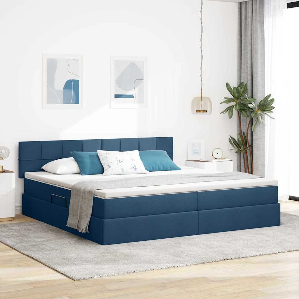 Lova su daiktų laikymo vieta ir čiužiniu Mėlyna 200 x 200 cm