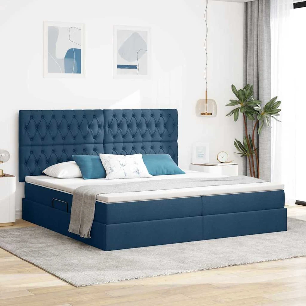 Lova su daiktų laikymo vieta ir čiužiniu Mėlyna 200 x 200 cm