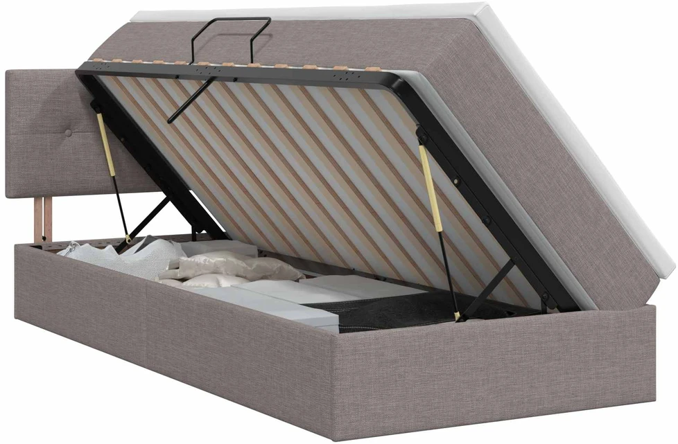 Lova su daiktų laikymo vieta ir čiužiniu Taupe 90 x 200 cm