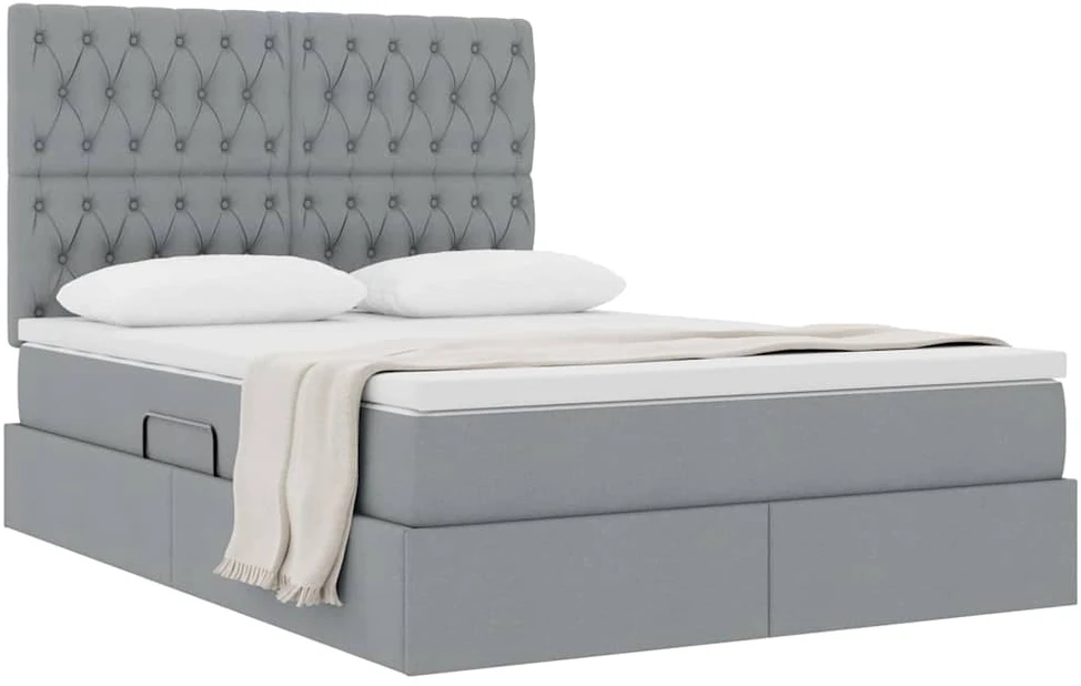 Lova su daiktų laikymo vieta ir čiužiniu Šviesiai pilka audinys
