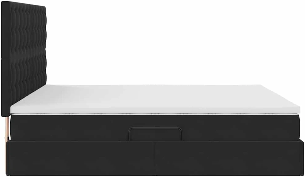 LED saugojimo lova su čiužiniu Juoda 160 x 200 cm Aksomas