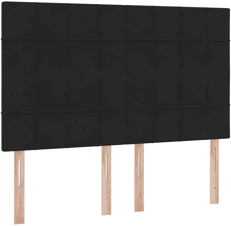 LED saugojimo lova su čiužiniu Juoda 140 x 190 cm Aksomas