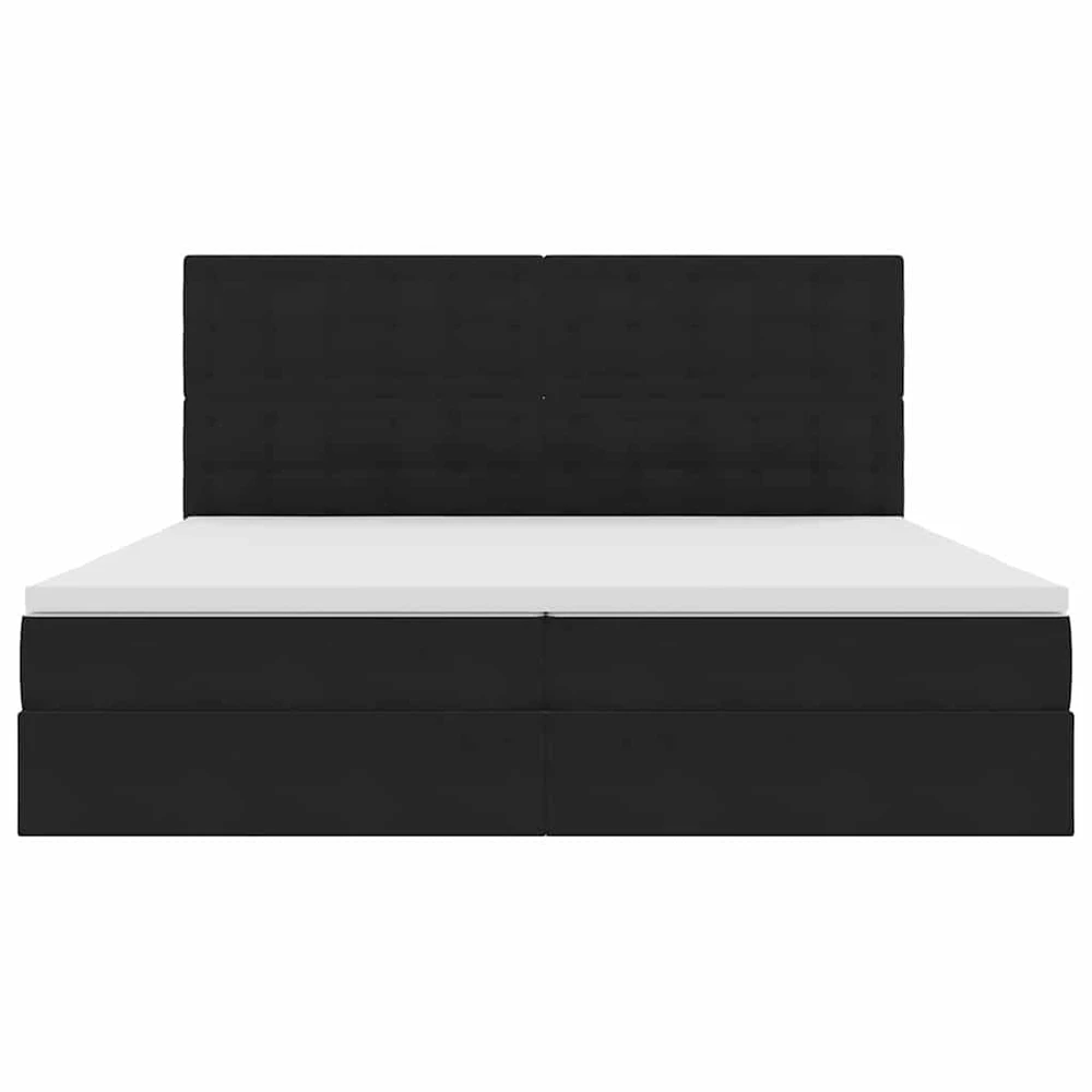 LED saugojimo lova su čiužiniu Juoda 200 x 200 cm Aksomas
