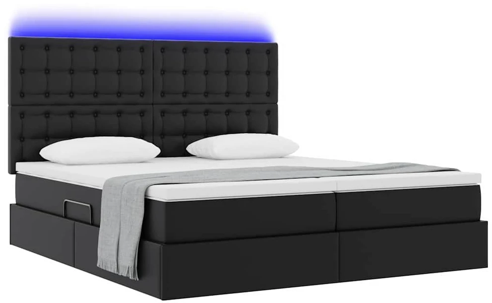 Lova su daiktų laikymo vieta ir LED Juoda 200 x 200 cm