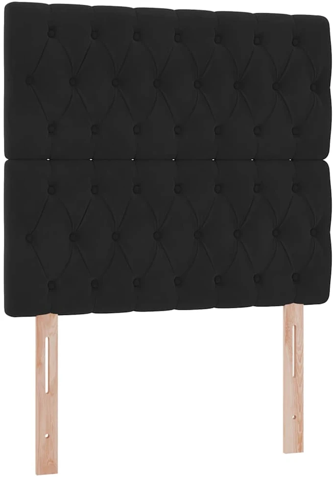 LED saugojimo lova su čiužiniu Juoda 100 x 200 cm Aksomas