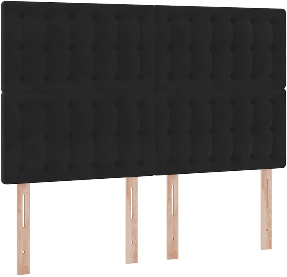 LED saugojimo lova su čiužiniu Juoda 140 x 200 cm Aksomas