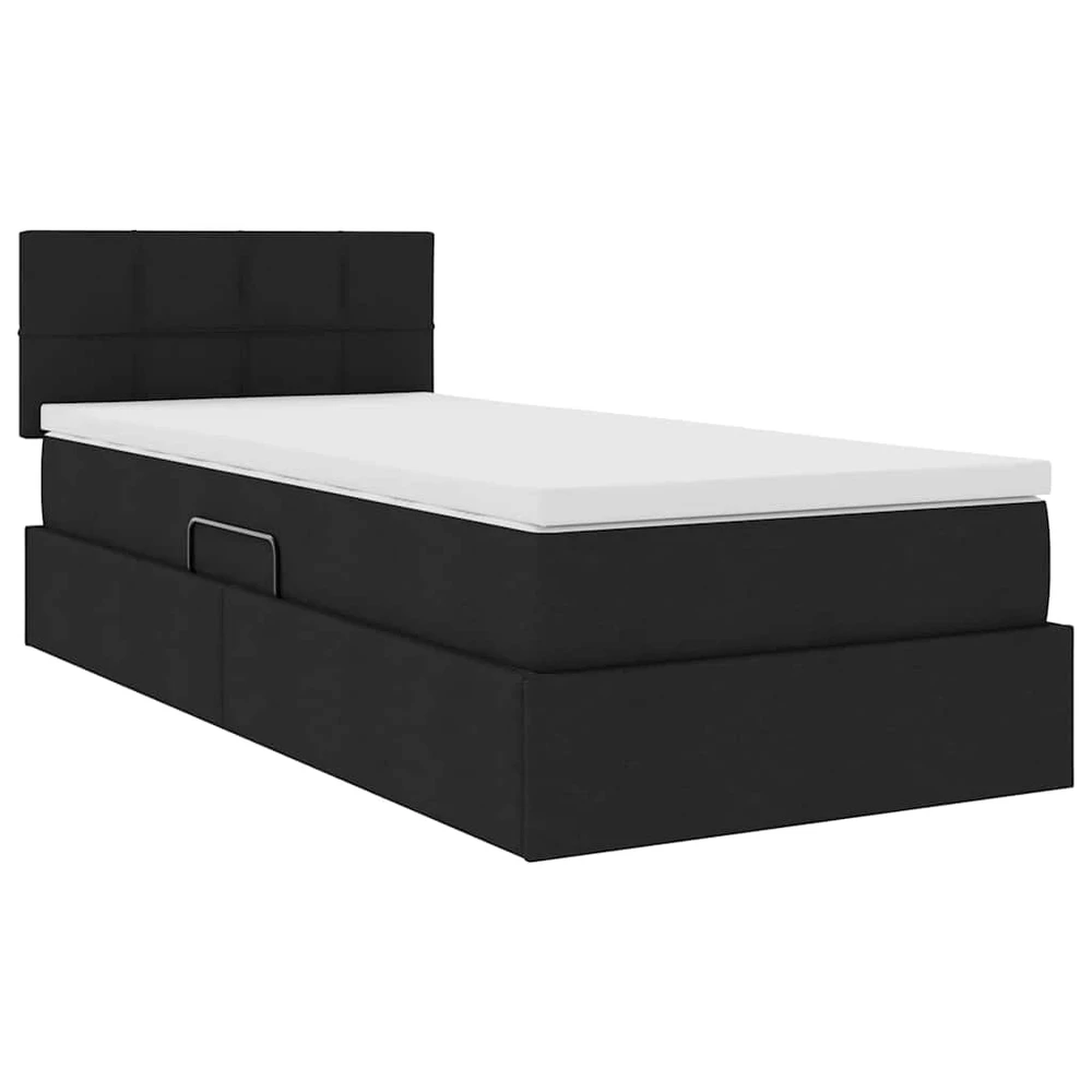 LED saugojimo lova su čiužiniu Juoda 90 x 200 cm Audinys